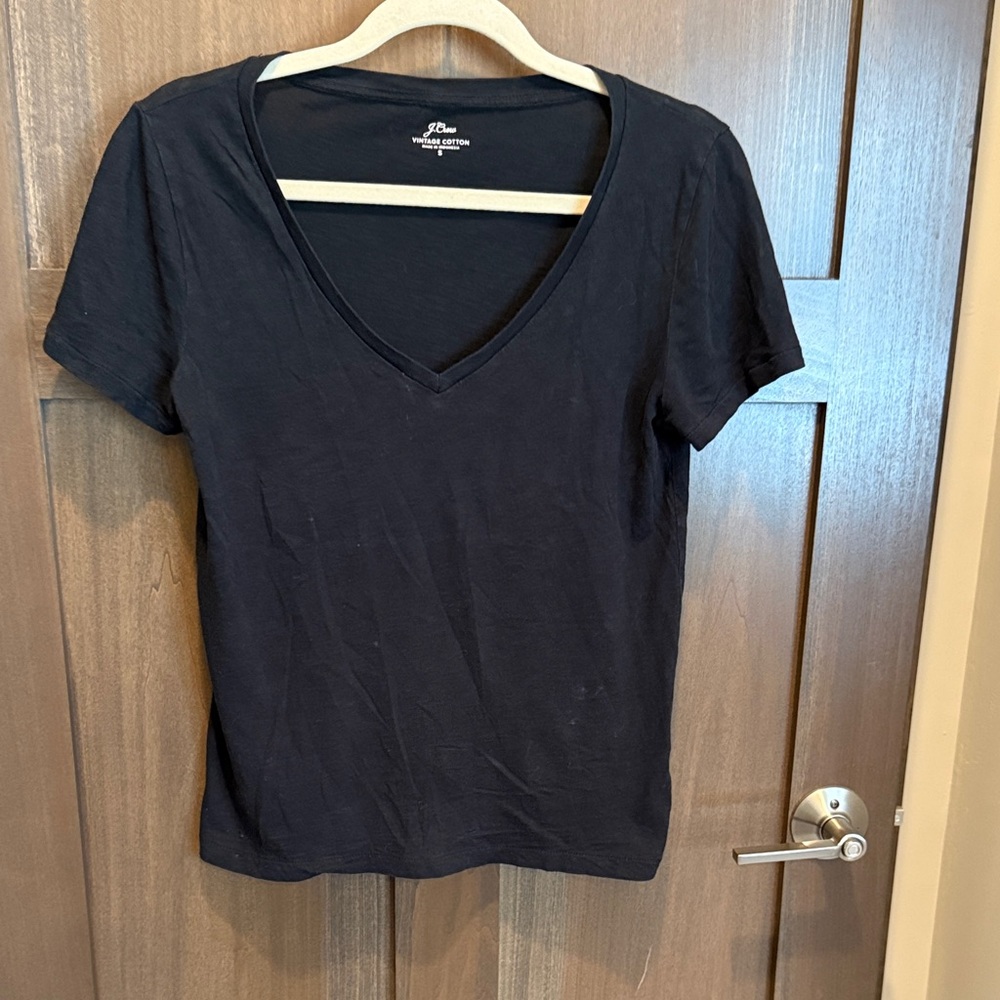 J. Crew Factory Black V-Neck Short Sleeve Tee